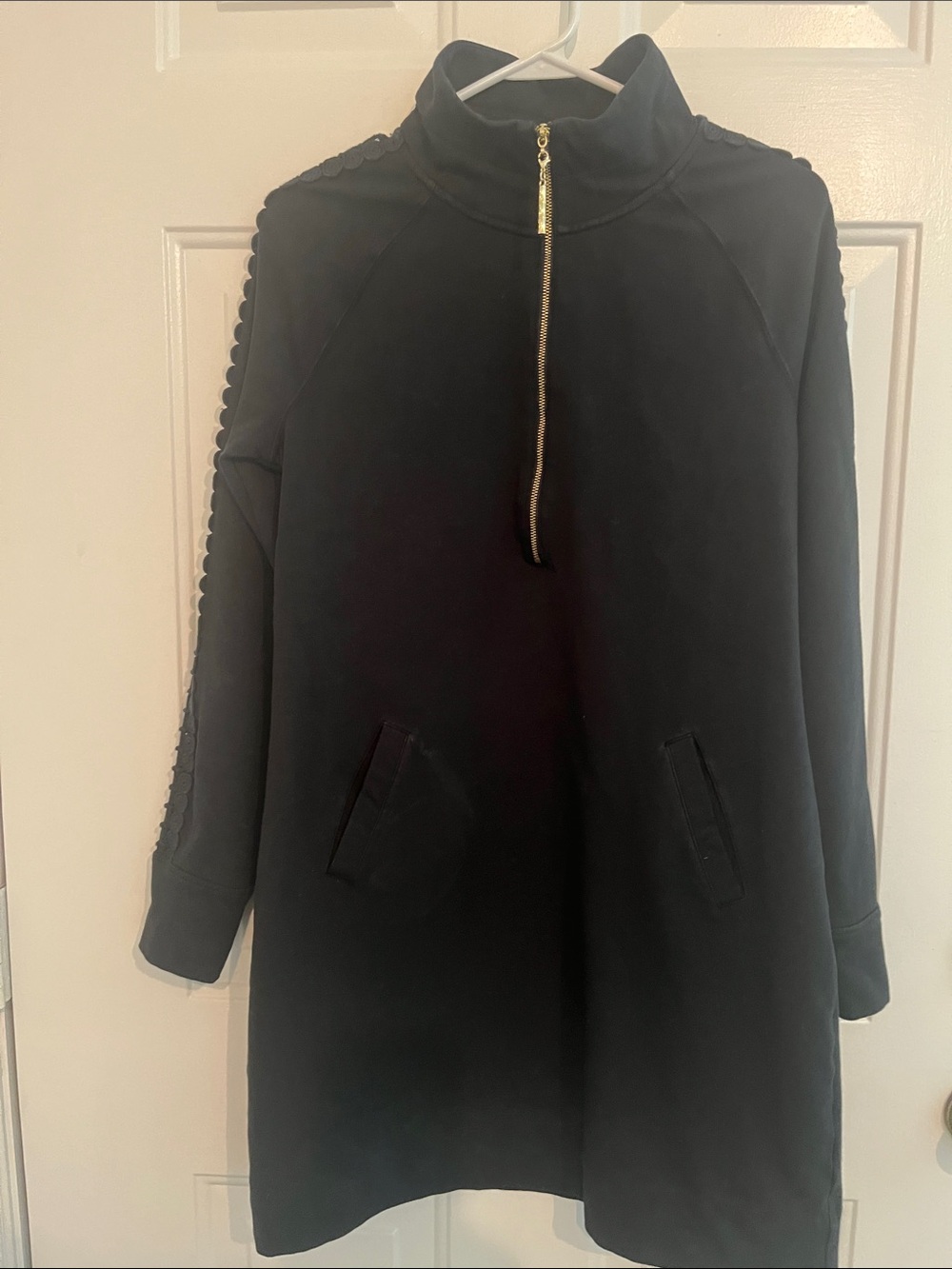 Lilly Pulitzer navy Skipper popover sweatshirt dress 1/4-Zip Gold Zipper Medium